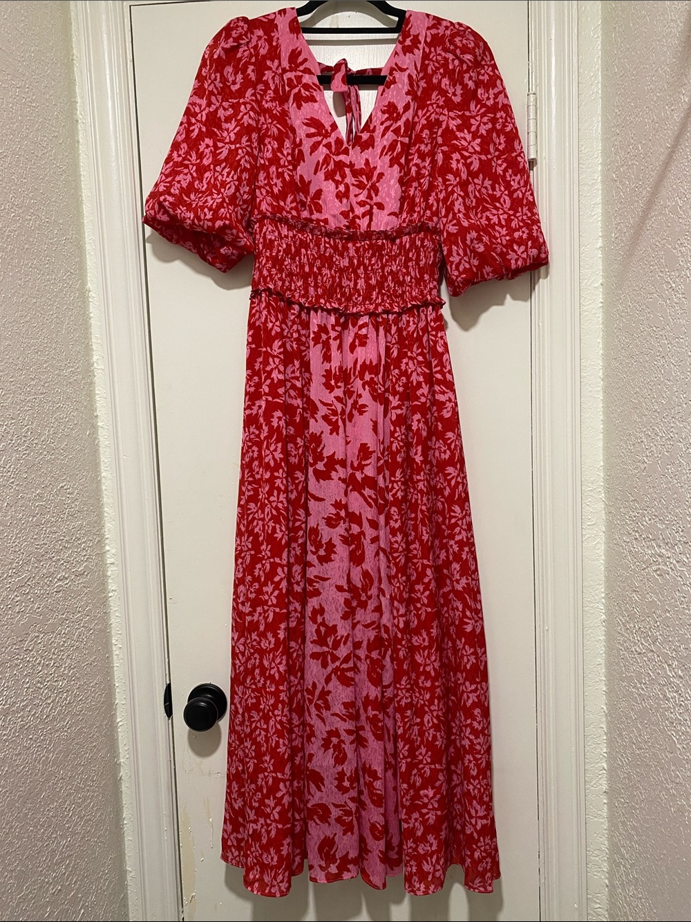 Taylor Red and Pink Floral Maxi Dress